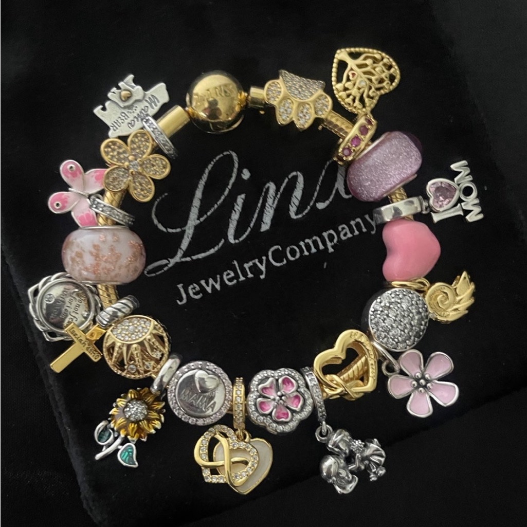 Linx Gold Snake Chain Bracelet With Mom And Wife Themed Charms